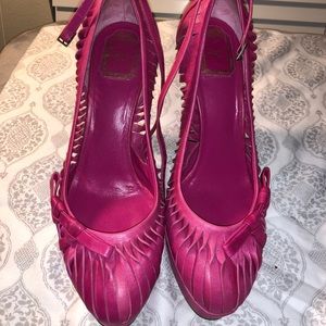 Dior pink leather ankle strap